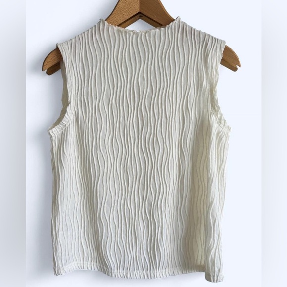 Dazy Womens White Cream Ribbed Boho Preppy Minimalist Sleeveless Top Large XL - Picture 1 of 9